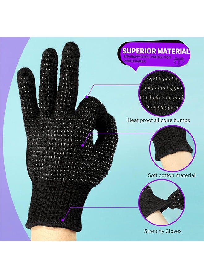 HY Heat Resistant Glove With Silicone Bumps For Hair Iron Tool, Professional Heat Gloves For Heat Press, Heat Protectant Gloves For Hair Styling, Sublimation Gloves Heat Resistant (Black) - Image 4