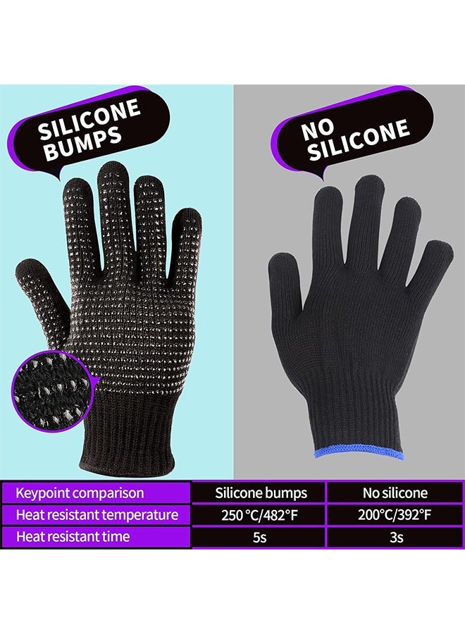 HY Heat Resistant Glove With Silicone Bumps For Hair Iron Tool, Professional Heat Gloves For Heat Press, Heat Protectant Gloves For Hair Styling, Sublimation Gloves Heat Resistant (Black) - Image 3