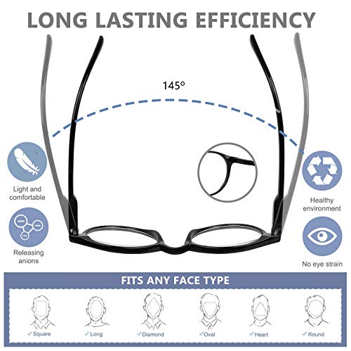 Yogo Vision Blue Light Blocking Glasses Men Women Vintage Computer Glasses Blue Light Protection Round Rim Frame Anti Eyestrain Blue Light Blocker Eyeglasses (3 pack) - Image 3