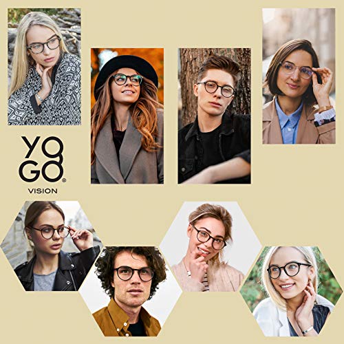 Yogo Vision Blue Light Blocking Glasses Men Women Vintage Computer Glasses Blue Light Protection Round Rim Frame Anti Eyestrain Blue Light Blocker Eyeglasses (3 pack) - Image 2