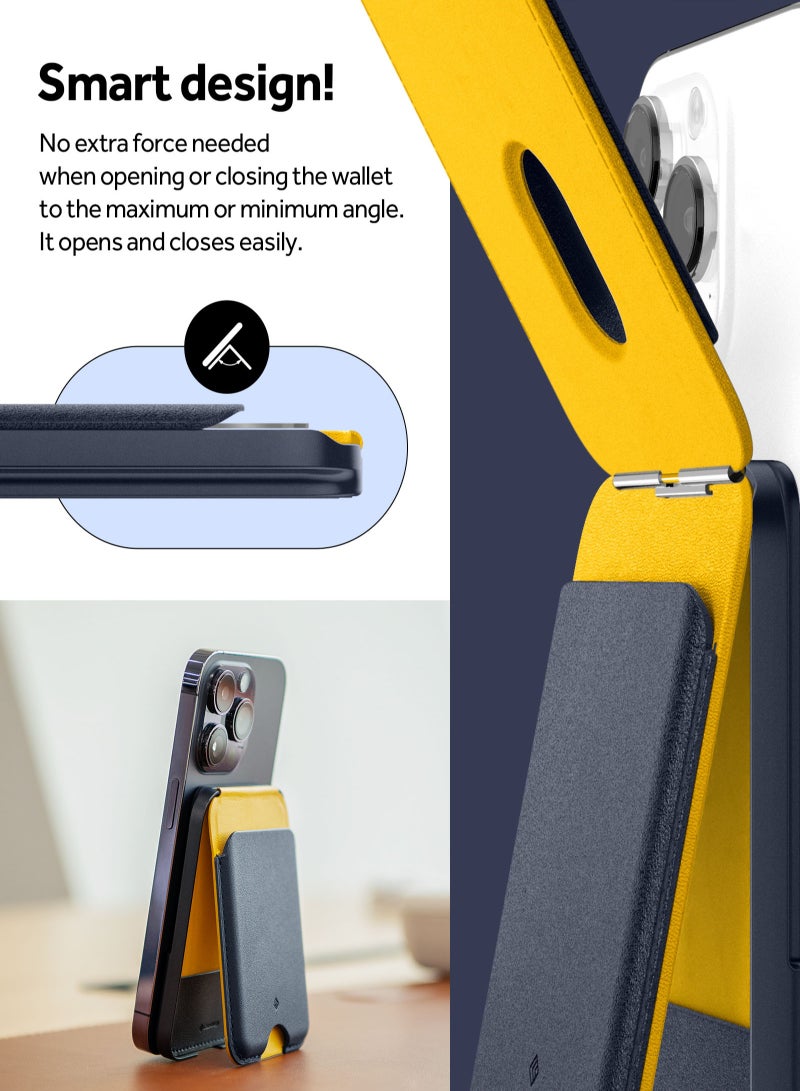 Caseology Nano Pop Stand Magnetic MagSafe Wallet Case Sleeve [3 Card Holder] Vegan Leather with Kickstand for iPhone 16/15/14/13/12 series or MagSafe Case - Blueberry Navy - Image 5