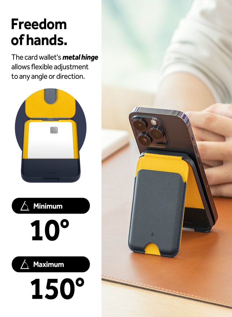 Caseology Nano Pop Stand Magnetic MagSafe Wallet Case Sleeve [3 Card Holder] Vegan Leather with Kickstand for iPhone 16/15/14/13/12 series or MagSafe Case - Blueberry Navy - Image 2