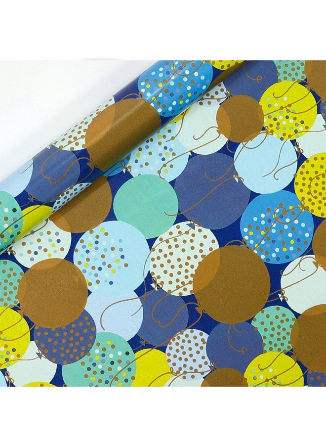 Zeemey 3 rolls,Birthday Wrapping Paper Polka Dots Gift Wrap for Birthday,Graduation,Wedding,Baby Shower, Blue Dots Pattern with Gold Foil - 17 inch x 120 inch Per Roll(43*300cm)  - Image 5