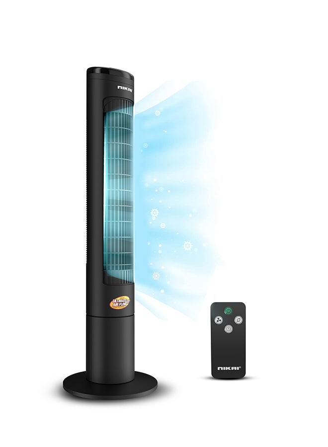 Tower Fan, 40" Height, LED Touch Panel, Remote Control, 80° Oscillation, 12-Hour Timer, Quiet Operation, Powerful Airflow, Energy Efficient, Ideal for Home or Office Use 4.3 kg 45 W NTOF4001RL Black