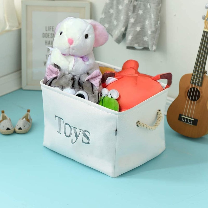 INough Toy Storage for Kids Toy Box Lightweight Collapsible Toy Storage Organizer Toys Bin with Handle, Storage Baskets for Kids, Boys, Girls, Nursery Room (Large, Toys) - Image 2