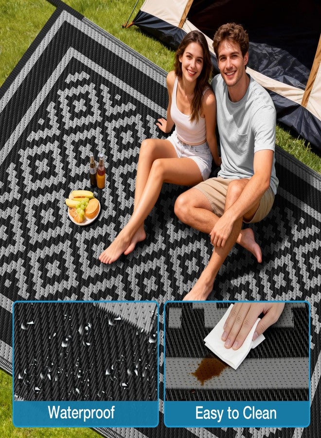 Kohree Outdoor Rug Waterproof 6x9 ft, RV Outdoor Plastic Straw Rug for Patios Clearance,Reversible Area Rug for Camping,Balcony,Deck,Black & Gray - Image 3
