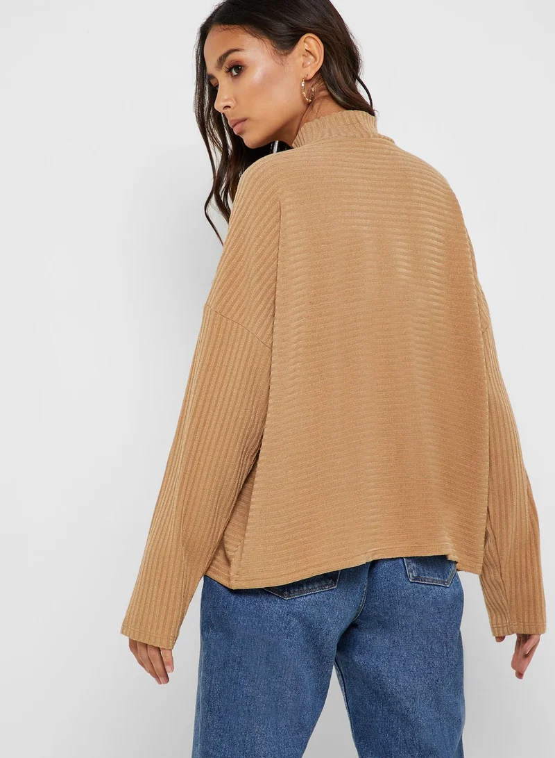 FOREVER 21 High Neck Ribbed Sweater