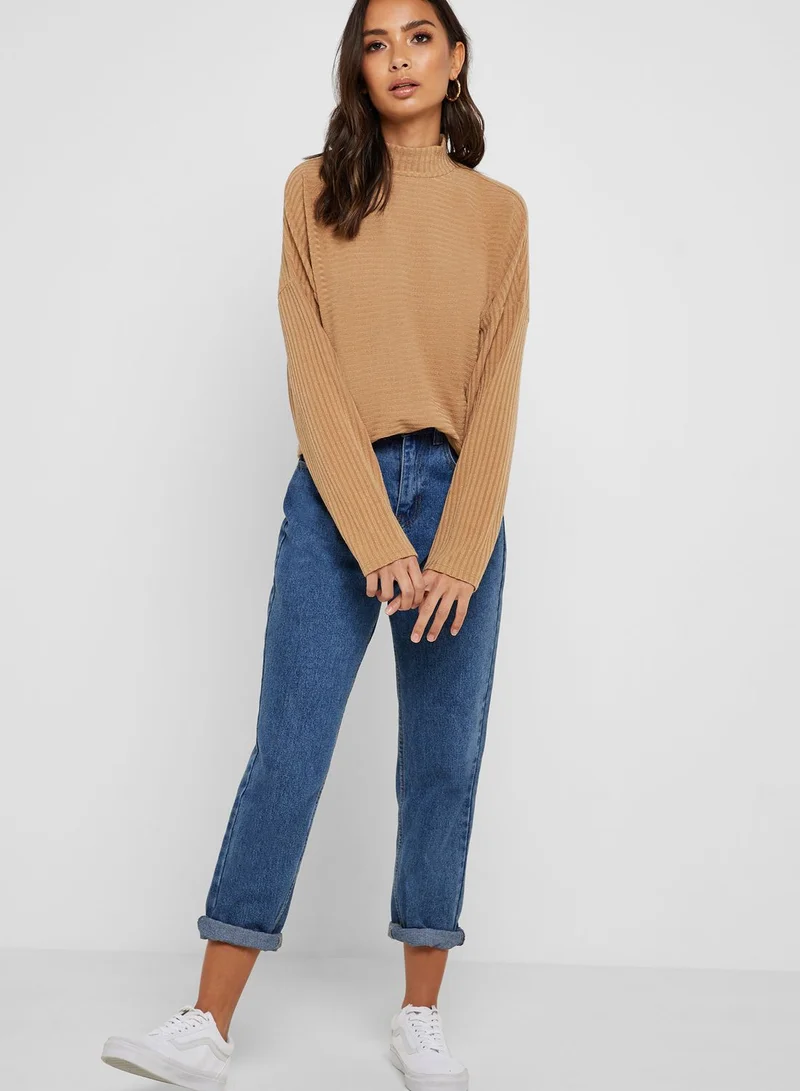 FOREVER 21 High Neck Ribbed Sweater