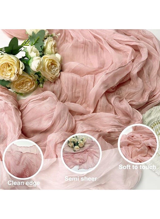 Translucent Bohemian Pleated Tablecloth, for Baby Shower Baptism Birthday Party Wedding Centerpiece Table Decoration 90cm×300cm - Retro Pink - Image 3