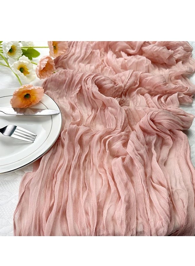 Translucent Bohemian Pleated Tablecloth, for Baby Shower Baptism Birthday Party Wedding Centerpiece Table Decoration 90cm×300cm - Retro Pink - Image 2