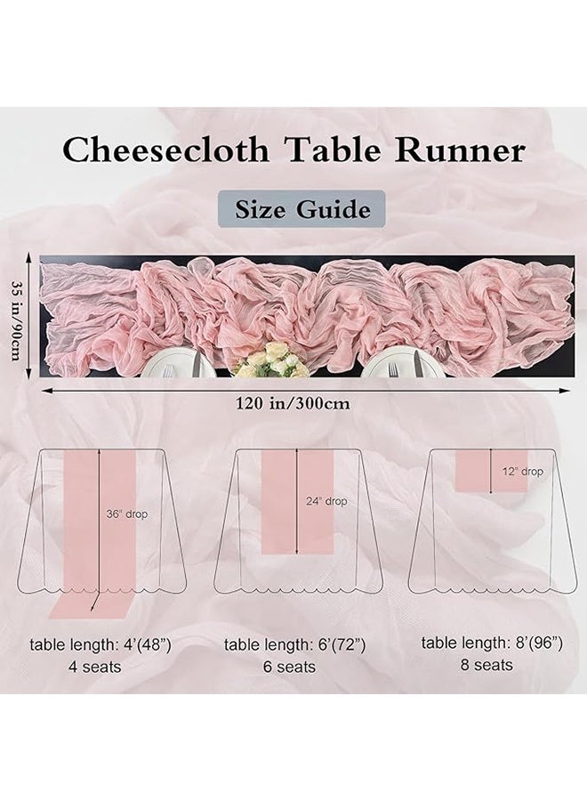 Translucent Bohemian Pleated Tablecloth, for Baby Shower Baptism Birthday Party Wedding Centerpiece Table Decoration 90cm×300cm - Retro Pink - Image 4