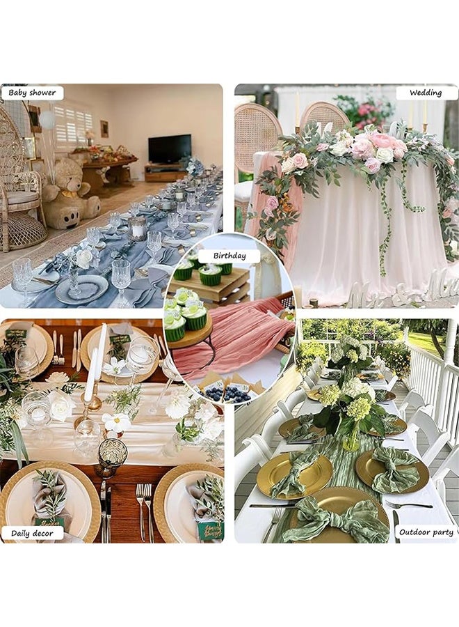 Translucent Bohemian Pleated Tablecloth, for Baby Shower Baptism Birthday Party Wedding Centerpiece Table Decoration 90cm×300cm - Retro Pink - Image 5