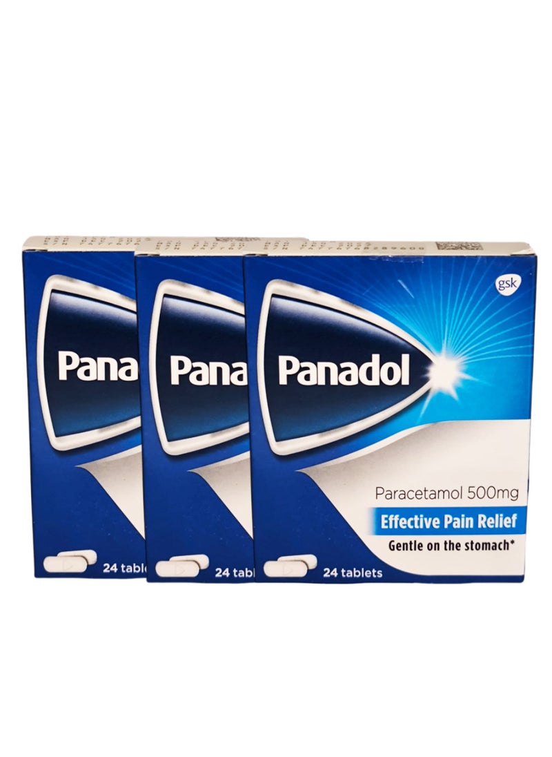 Panadol Pack Of 3 Panadol Blue Paracetamol 500 Mg 24 Tabs  - Image 1