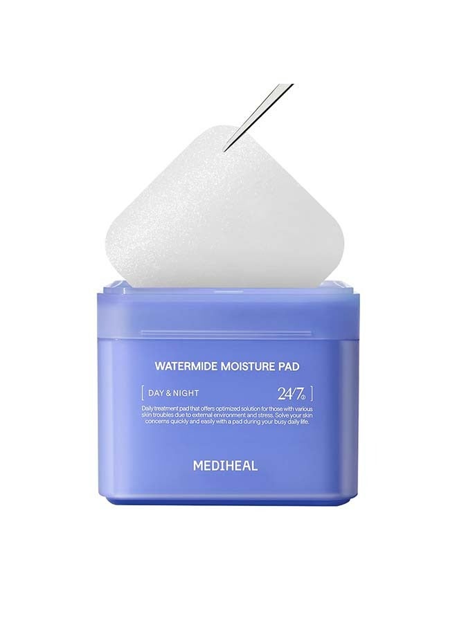 MEDIHEAL Watermide Moisture Pad - Square Cotton Facial Toner Pads with Icelandic Glacial Water - Improve Skin Temperature, Hydrating to Dry, Puffy, Coarse Skin -Vegan Eco Silk,100 Pads - Image 1