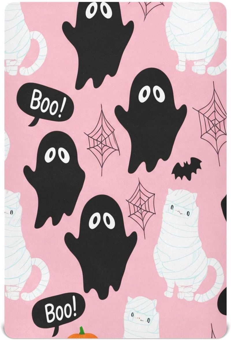 Halloween Mummy Cats Crib Sheets for Boys Girls Ultra Soft Breathable Baby Crib Sheet Fitted Crib Sheets for Standard Size Crib and Toddler Mattresses, 39 x 27 Inch - Image 1