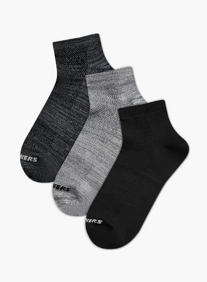 SKECHERS Textured Ankle Length Sports Socks - Set of 3 - Image 1