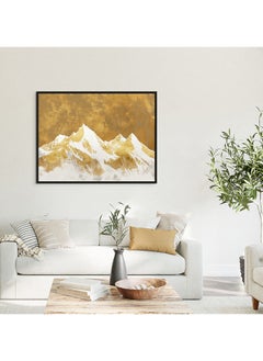 Art Decor Art Decor Framed Canvas Wall Art of Abstract White and Gold Mountain Landscape Print Wall Decor for Home Office Living Room Bedroom Gifting  - Image 2