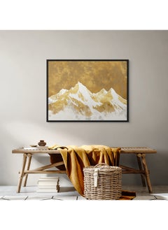 Art Decor Art Decor Framed Canvas Wall Art of Abstract White and Gold Mountain Landscape Print Wall Decor for Home Office Living Room Bedroom Gifting  - Image 3