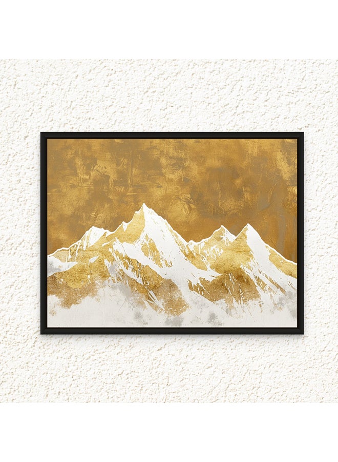 Art Decor Framed Canvas Wall Art of Abstract White and Gold Mountain Landscape Print Wall Decor for Home Office Living Room Bedroom Gifting