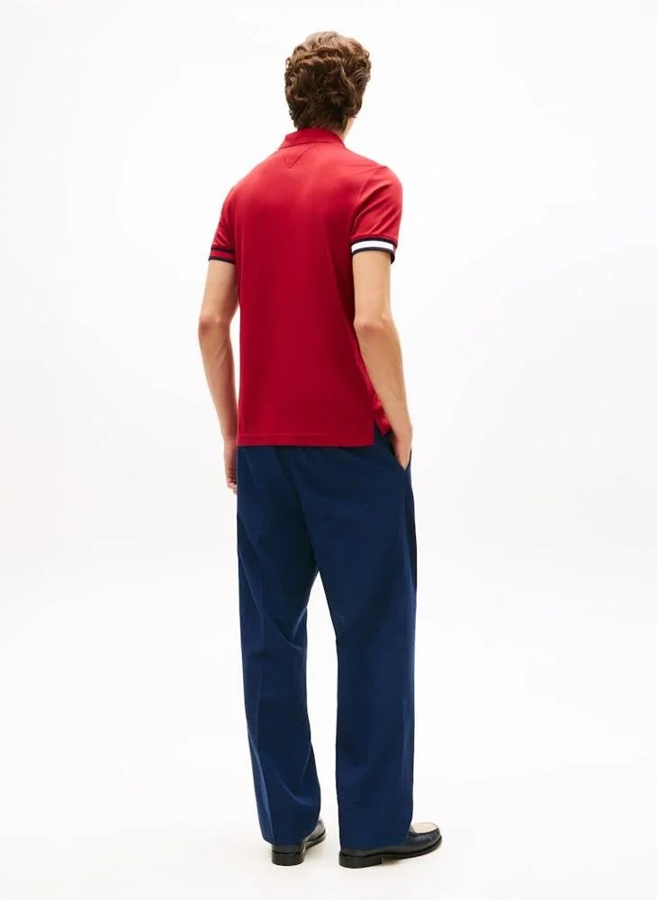 TOMMY HILFIGER  Slim Fit Interlock Knit Tipped Polo Shirt for Men | Best Price UAE