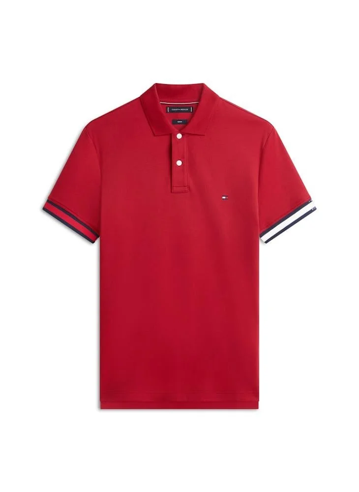 TOMMY HILFIGER  Slim Fit Interlock Knit Tipped Polo Shirt for Men | Best Price UAE