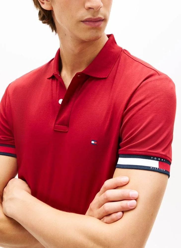 TOMMY HILFIGER  Slim Fit Interlock Knit Tipped Polo Shirt for Men | Best Price UAE