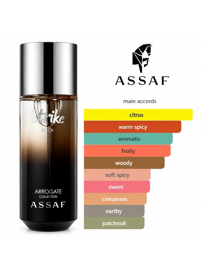 عساف عطر عساف سترايك بلاك أو دو بارفان 125 مل للرجال – عطر حمضي فاكهي خشبي متبل - Image 3
