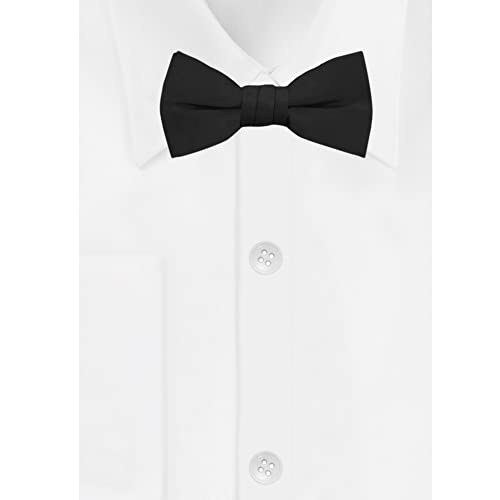Jacob Alexander Boy's Kids Pretied Banded Adjustable Solid Color Bowtie - Black - Image 2