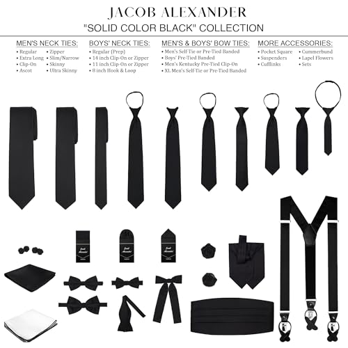 Jacob Alexander Boy's Kids Pretied Banded Adjustable Solid Color Bowtie - Black - Image 4