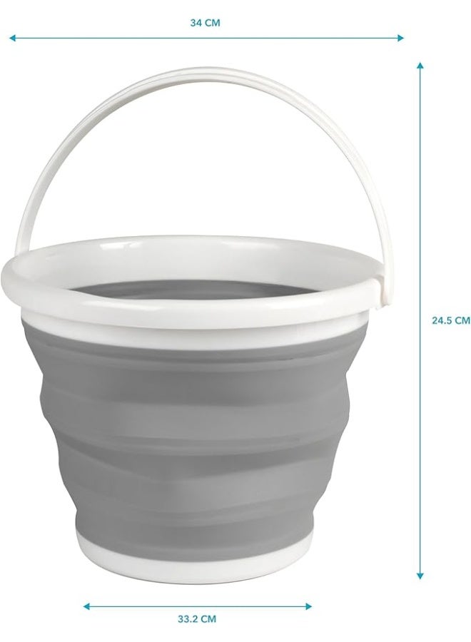 Collapsible Bucket, 10 Litre, Grey - Image 1