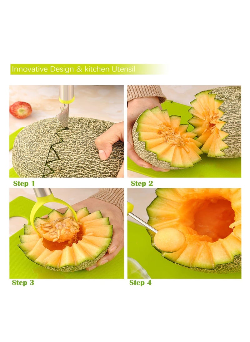 Y&D 3 in 1 Fruit Slicer Engraving Cutter with Digging Spoon Set, SYOSI Scooper Seed Remover Dig Pulp Separator Slice, Suitable For Home Kitchen, Art Carving  - Image 3