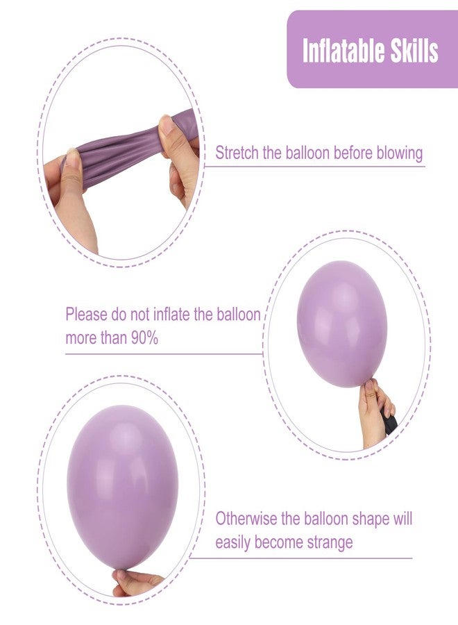 RUBFAC Dusty Purple Balloons 129pcs Different Sizes Pack of 18 12 10 5 Inch, Latex Light Lavender Lilac Purple Balloon Garland Arch Kit for Wedding Baby Shower Gender Reveal Birthday Party - Image 3
