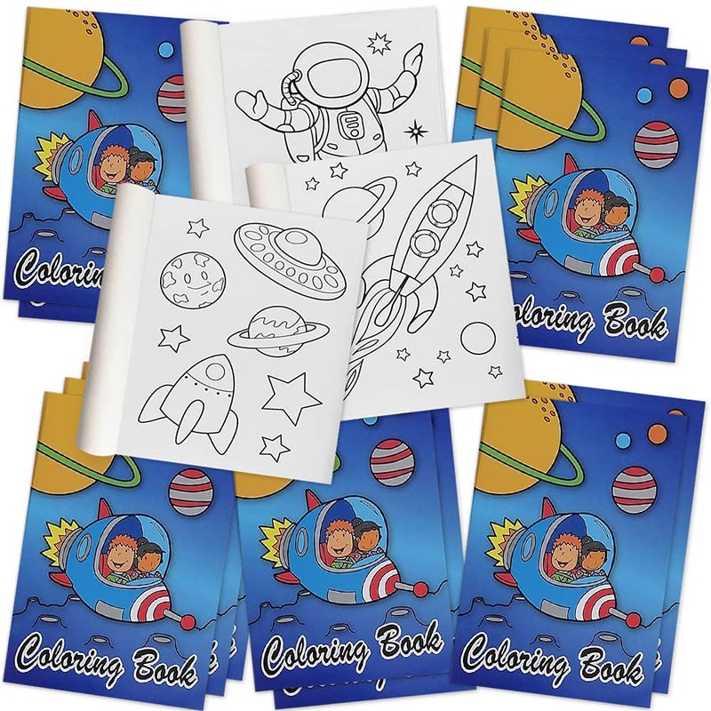 ArtCreativity Space Coloring Books for Kids, Set of 12, 5 x 7 Inch Small Color Booklets, Fun Treat Prizes, Favor Bag Fillers, Birthday Party Supplies, Art Gifts for Boys and Girls - Image 1