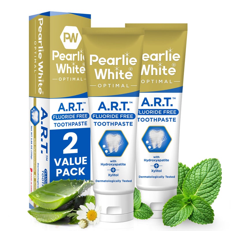 Pearlie White Active Remineralization Fluoride Free Toothpaste - 3.8oz/110gm - Remineralizing Toothpaste for Tooth Enamel Repair - Helps Remove Stains - Contains Hydroxyapatite and Xylitol - Pack of 2 - Image 1