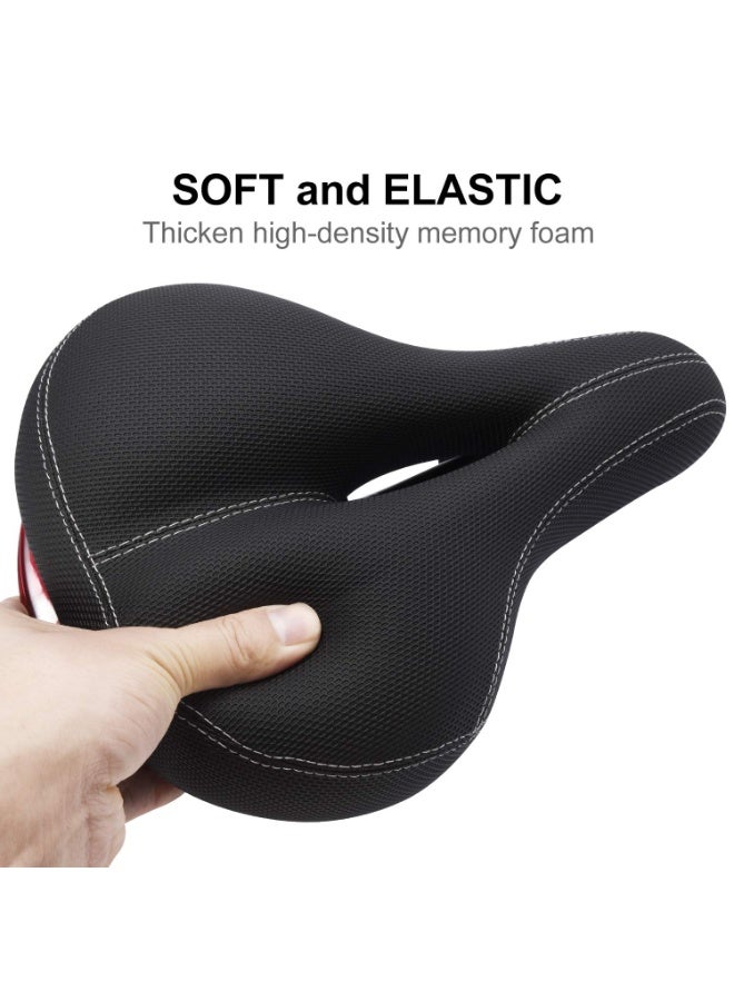 SANMUGEED Comfortable Men Women Bike Seat, Memory Cotton Filled Leather Wide Bicycle Saddle, Non-Slip, Soft Breathable Double Spring Design Suitable for Most Bike.1 Year Warranty - Image 5