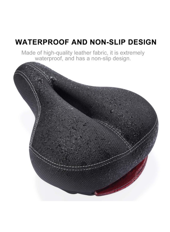 SANMUGEED Comfortable Men Women Bike Seat, Memory Cotton Filled Leather Wide Bicycle Saddle, Non-Slip, Soft Breathable Double Spring Design Suitable for Most Bike.1 Year Warranty - Image 3