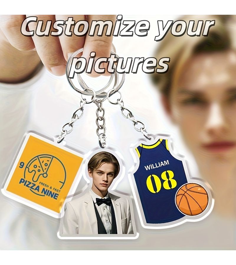 50pcs Square Acrylic Keychain Custom Photo Pendant - Image 1