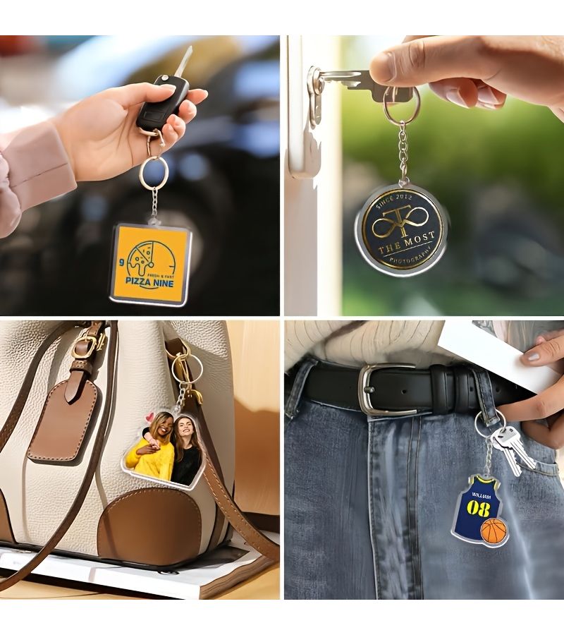 50pcs Square Acrylic Keychain Custom Photo Pendant - Image 4