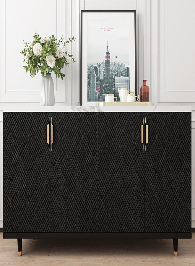 Decotalk Black Textured Wallpaper Textured Wall Paper for Bedroom Geometric Peel and Stick Wallpaper 17.7x120 Inch Geometric Peel and Stick Wall Vinyl Contact Paper for Cabinets and Drawers - Image 3