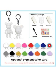 Fluid Bear Handmade Diy Key Chain Fluid Rabbit Dragon Violent Bear Key Chain Small Pendant Activity Gift-Color:1 6.5cm Bear + 3 Colors Of 22ml Paint Of Your Choice + One Material Package