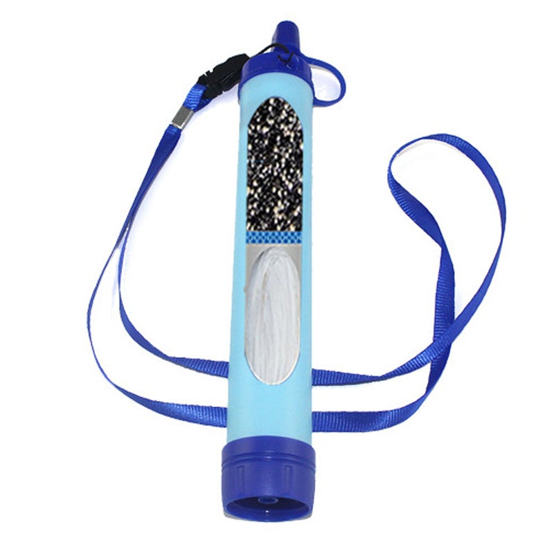 Portable Water Filter Straw: Blue Food-Grade ABS Material, Double Filtration - 1500L Purification Capacity, With Water Bag & Backwasher for Outdoor Hiking Camping Emergency Survival - Image 2