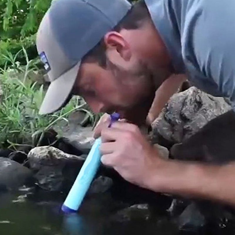 Portable Water Filter Straw: Blue Food-Grade ABS Material, Double Filtration - 1500L Purification Capacity, With Water Bag & Backwasher for Outdoor Hiking Camping Emergency Survival - Image 5