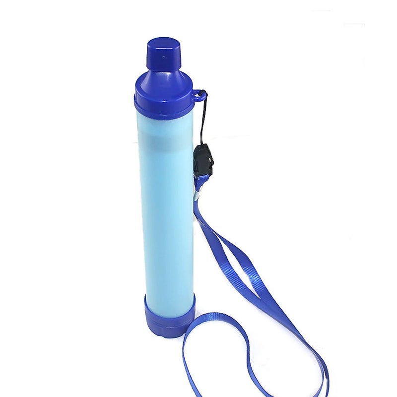 Portable Water Filter Straw: Blue Food-Grade ABS Material, Double Filtration - 1500L Purification Capacity, With Water Bag & Backwasher for Outdoor Hiking Camping Emergency Survival - Image 3