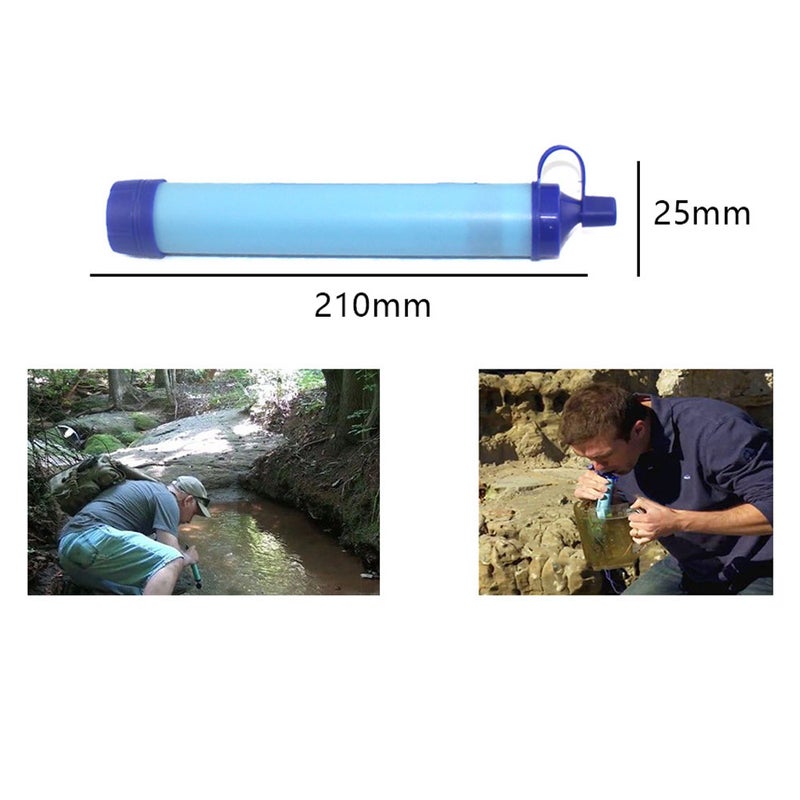 Portable Water Filter Straw: Blue Food-Grade ABS Material, Double Filtration - 1500L Purification Capacity, With Water Bag & Backwasher for Outdoor Hiking Camping Emergency Survival - Image 4