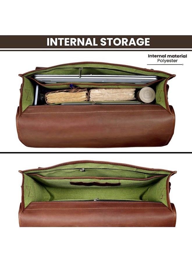 HLC 18 Inch Buffalo Leather Laptop Briefcase for Men Vintage Handmade Leather Messenger Bag for Work, Travel & Business – Rustic Brown Full Grain” Best Computer Satchel School distressed Bag - Image 4
