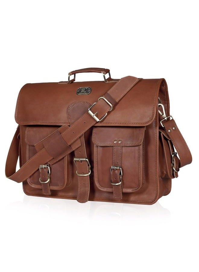 HLC 18 Inch Buffalo Leather Laptop Briefcase for Men Vintage Handmade Leather Messenger Bag for Work, Travel & Business – Rustic Brown Full Grain” Best Computer Satchel School distressed Bag - Image 5