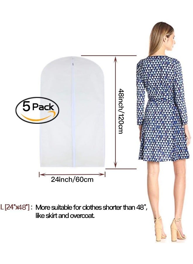 Garment Bags for Hanging Clothes 24'' x 48'',Transparent with Zipper for Skirt, Overcoat and Dance dress, 5 packs  - Image 2