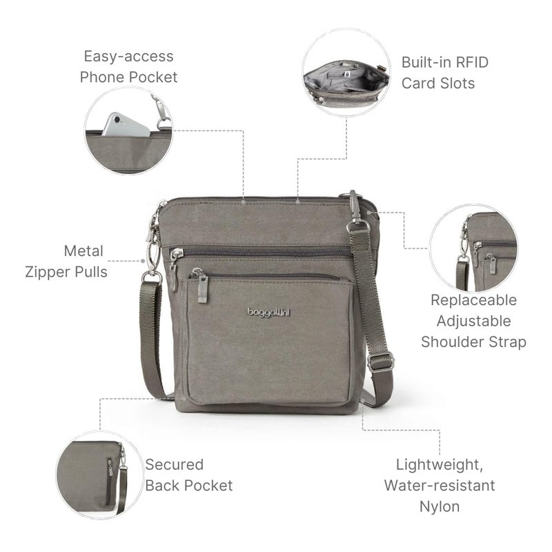 Baggallini Women's Modern Pocket Crossbody, Sterling Shimmer - Image 3