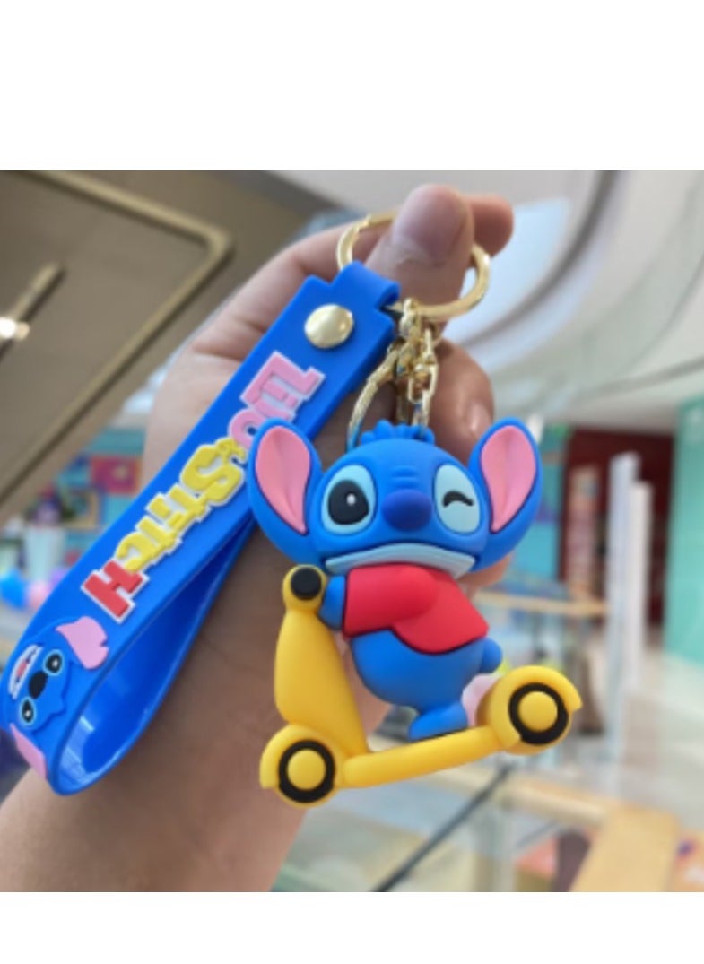EHOME Stitch Q-version Cartoon Shape Keychain Yellow Motorcycle Model  - Image 1