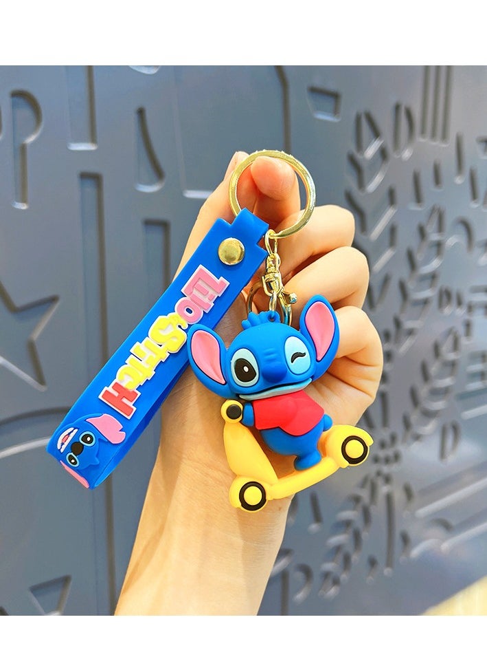 EHOME Stitch Q-version Cartoon Shape Keychain Yellow Motorcycle Model  - Image 2
